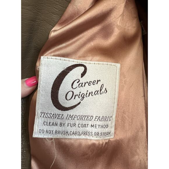 Vintage 1960’s Faux Fur Leather Penny Lane Belted Trench Coat Sz Small - Picture 12 of 16